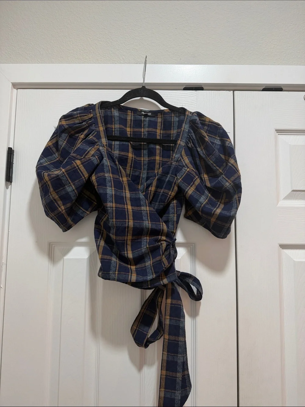 Madewell Sweetheart Wrap Top in Plaid 100% Cotton XXS